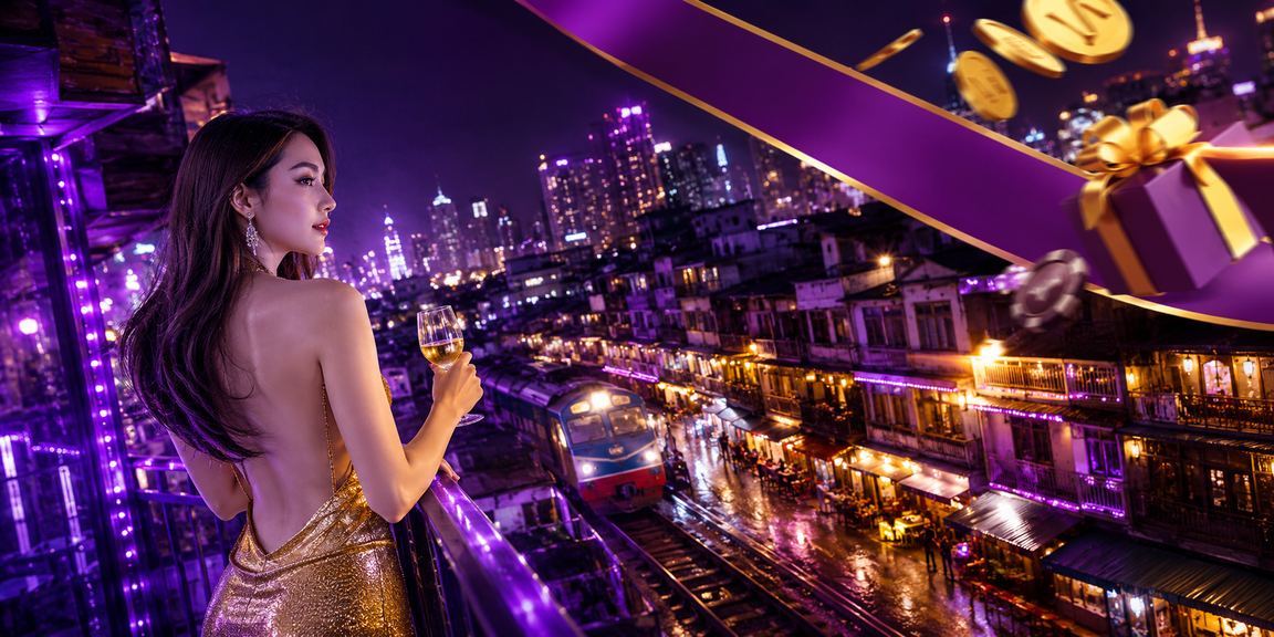 Màn hình đăng nhập casino trực tuyến với ánh đèn neon Hà Nội về đêm