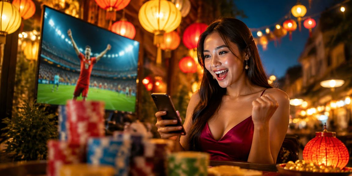 Cảnh chợ đêm Hà Nội với người dùng đăng ký tài khoản và kiểm tra thưởng nạp đầu