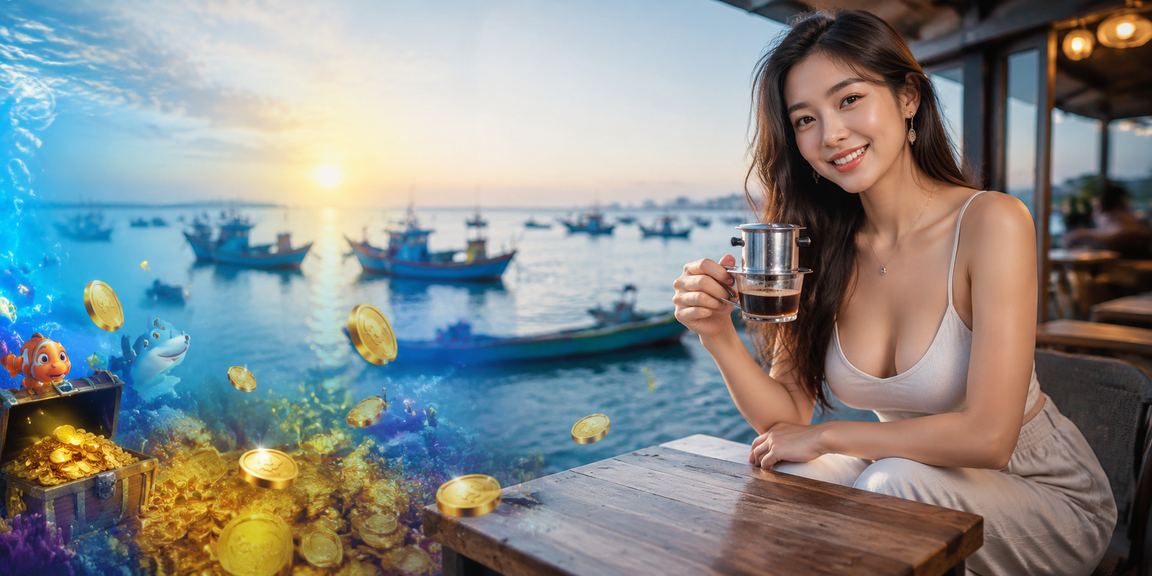 Người dùng Mũi Né ngồi uống cà phê buổi sáng và xem tỷ lệ cược trên điện thoại